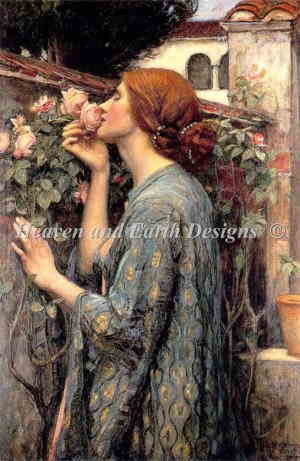 ジョン・ウィリアム・ウォーターハウス John William Waterhouse 名画 【The Soul of the Rose】 ししゅう図案 HAED Heaven And Earth Designs クロスステッチ 輸入 上級者 全面刺し