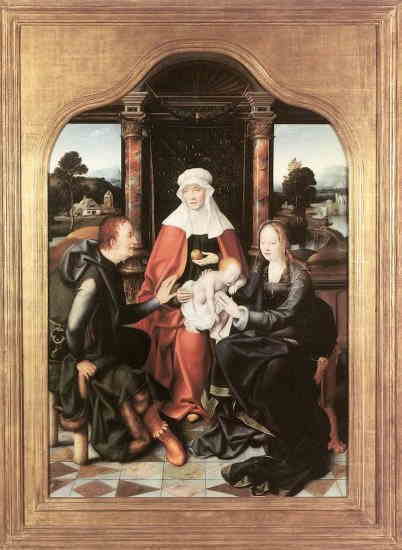 Joos van Cleve（ヨース・ファン・クレーフェ） 名画 【聖アンナと聖母子と聖ヨアヒム-Saint Anne Virgin With Child-】 クロスステッチ刺しゅうチャート HAED 図案 Heaven And Earth Designs 輸入 美術 絵画