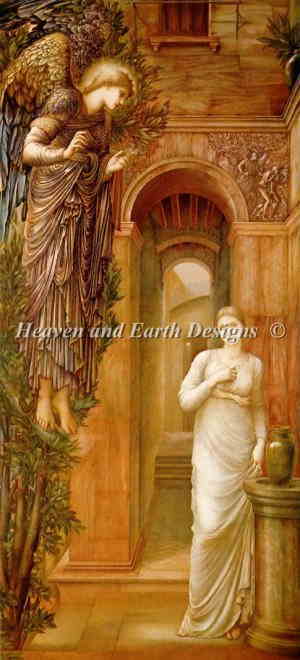Edward Burne-Jones（エドワード・バーン＝ジョーンズ） 名画 【The Annunciation EBJ】 HAED クロスステッチ刺しゅう 図案 Heaven And Earth Designs 輸入 チャート 美術 絵画