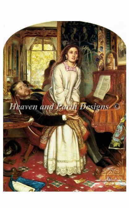 William Holman Hunt（ウィリアム・ホルマン・ハント） 名画 【良心の目覚め-The Awakening of Conscience-】HAED クロスステッチ刺繍図案 Heaven And Earth Designs 輸入 上級者 全面刺し 難しい 上級様向け