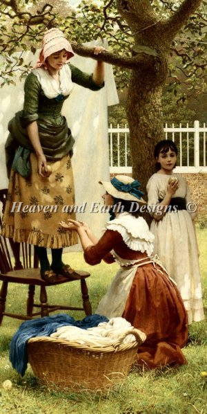 George Dunlop Leslie（ジョージ ダンロップ レスリー） 名画 【The Daughters of Eve】 HAED クロスステッチ刺しゅう 図案 Heaven And Earth Designs 輸入 チャート 美術 絵画