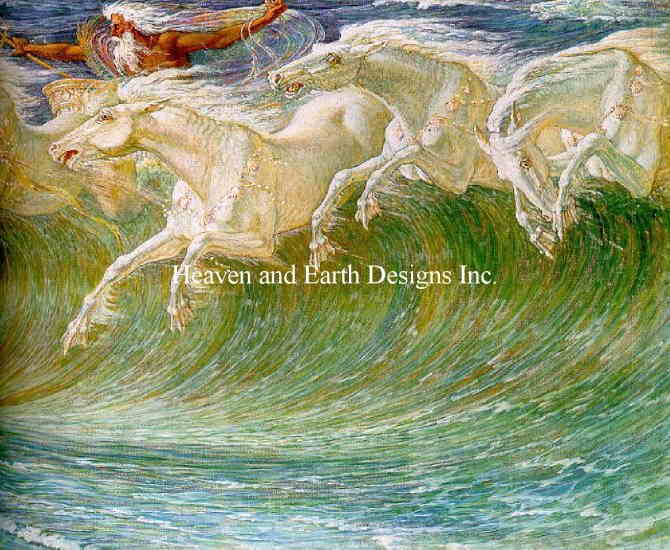 Walter Krane（ウォルター・クレイン）名画 【ネプチューンの馬-The Horses Of Neptune-】 HAED クロスステッチ刺繍図案 Heaven And Earth Designs 輸入 上級者 全面刺し