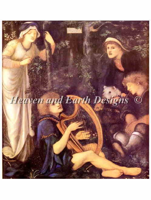 Edward Burne-Jones（エドワード・バーン＝ジョーンズ） 名画 【トリスタム卿の狂気-The Madness of Sir Tristam-】Heaven And Earth Designs クロスステッチ刺繍図案 HAED 輸入 上級者 全面刺し