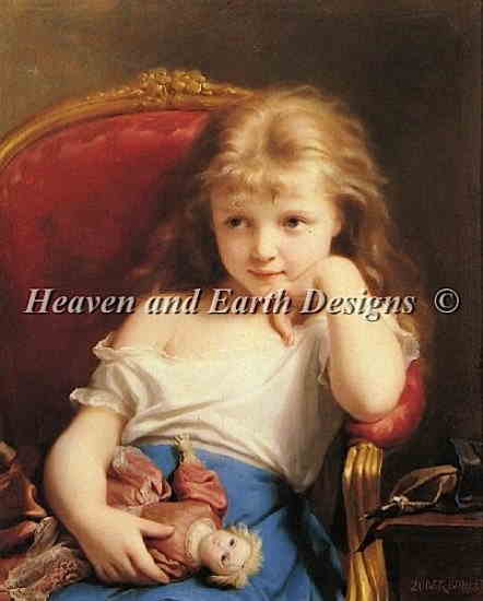 Fritz Zuber-Buhler（フリッツ・ツバー＝ビューラー） 名画 【Young Girl Holding A Doll】 美術 絵画 ..