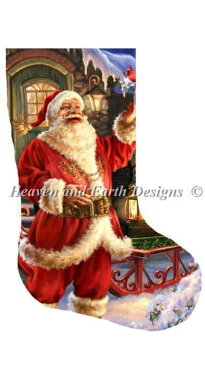 ししゅうクロスステッチ図案 HAED セイントニコラスのクリスマスブーツ Heaven And Earth Designs 輸入 Dona Gelsinger 上級者 Stocking Joyful Saint Nick 全面刺し