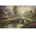 ししゅうクロスステッチ図案 HAED Heaven And Earth Designs 輸入 上級者 Thomas Kinkade 小道に沈む夕陽の灯り Sunset on Lamplight Lane 全面刺し