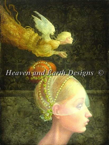 ししゅうクロスステッチ図案 HAED Heaven And Earth Designs 輸入 James C Christensen 気づかれていない天使 Angel Unobserved 全面刺し チャート 上級者