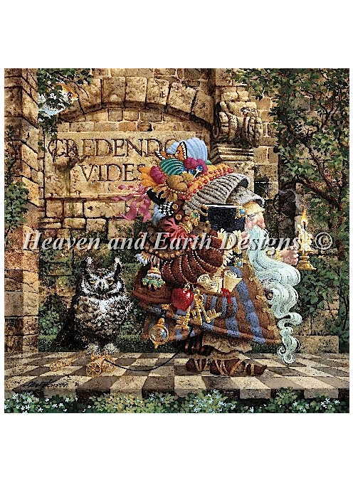 ししゅうクロスステッチチャート HAED 最古の教授 Heaven And Earth Designs 輸入 James C Christensen 図案 Oldest Professor 全面刺し 上級者