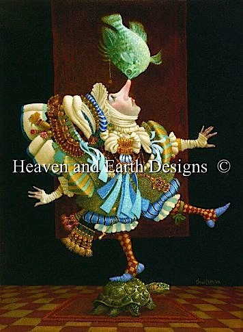 HAED ししゅうクロスステッチ図案 魚 Heaven And Earth Designs 輸入 James C Christensen チャート Another Fish Act 全面刺し 上級者