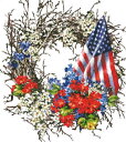 ししゅうクロスステッチ図案 HAED 愛国心のリース/背景無し Heaven And Earth Designs 輸入 Dona Gelsinger 上級者 Patriotic Wreath NO BK チャート