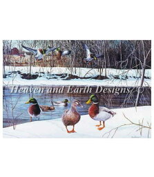 HAED 刺しゅうクロスステッチチャート 川のほとり Heaven And Earth Designs 輸入 Kevin Daniel 上級者 Rivers Edge 図案 全面刺し