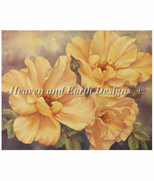 Marianne Broome クロスステッチ刺しゅうチャート HAED 図案 【Yellow Roses Max Colors】 Heaven And Earth Designs