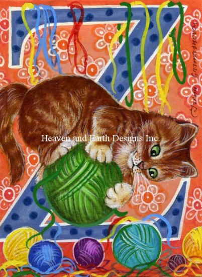 クロスステッチ刺繍図案 Heaven And Earth Designs 猫のアルファベット（Z） Irina Garmashova 全面刺し QS Z IG