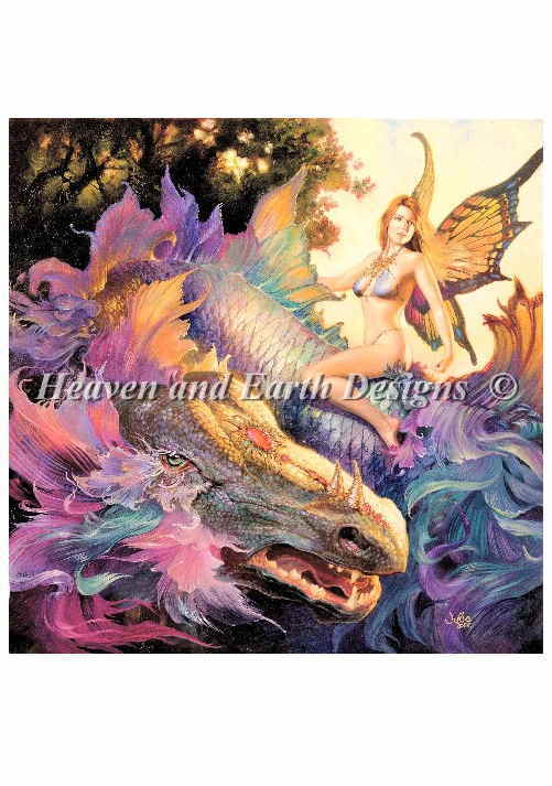 ししゅうクロスステッチ図案 妖精のスザンヌ Heaven And Earth Designs 輸入 Julie Bell and Boris Vallejo 上級者 The Faerie Suzanne 全面刺し