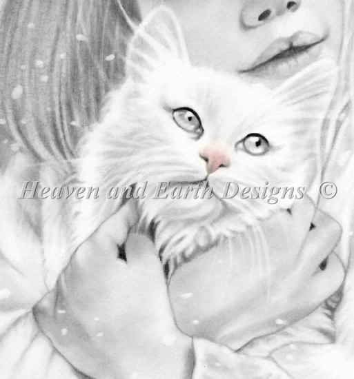 クロスステッチししゅうチャート 子猫と初雪 Heaven And Earth Designs 輸入 Katerina Koukiotis 上級者 QS First Snow Katerina