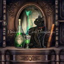 HAED 手芸 クロスステッチ刺しゅう図案 【アブサン(薬草酒)と黒猫】 Absinthe LP