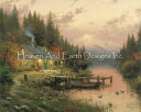 Thomas Kinkade クロスステッチ図案 チャート HAED 手芸 上級者 【The End of a Perfect Day Max Colors】 Heaven And Earth Designs 輸入 上級者 風景 川 山 山脈 桟橋