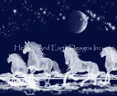 Solo Collection クロスステッチ 図案 刺しゅう チャート 【 Silver Moon Ocean Spirit Horses 】 Heaven And Earth Designs 輸入 上級者 うま ウマ 馬 ホース カメオ 雪 冬