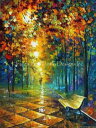 Leonid Afremov クロスステッチ 図案 刺しゅう チャート 【 Misty Park 】 Heaven And Earth Designs 輸入 上級者 風景 夜景 散歩 雨