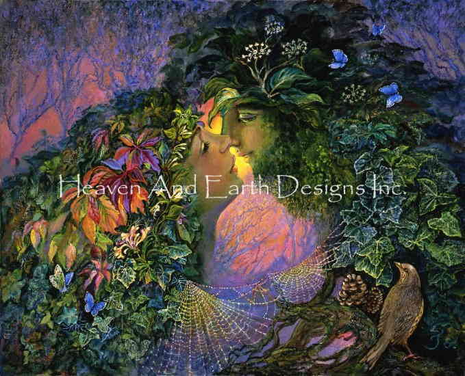 Josephine Wall クロスステッチ 刺しゅう チャート HAED 図案 【 Woodland Tryst 】 Heaven And Earth Designs 輸入 上級者 女神