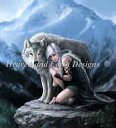 Anne Stokes クロスステッチ 刺しゅう チャート HAED 図案 【 Mini Protector AS 】 Heaven And Earth Designs 海外 輸入 天使 おおかみ 狼 オオカミ