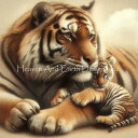 Malcolm Watson クロスステッチ 図案 刺しゅう チャート 【 Huggable Tiger With Baby Cub 】 Heaven And ...