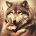 Malcolm Watson クロスステッチ 図案 刺しゅう チャート 【 Huggable Wolf With Baby Cub 】 Heaven And E...