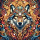 Malcolm Watson クロスステッチ 図案 刺しゅう チャート 【 Majestic Wolf 】 Heaven And Earth Designs 輸...