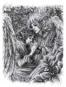 Adele Sessler クロスステッチ 図案 刺しゅう チャート 【 I Hear Silence 】 Heaven And Earth Designs 輸入 上級者 モノクロ エンジェル 天使