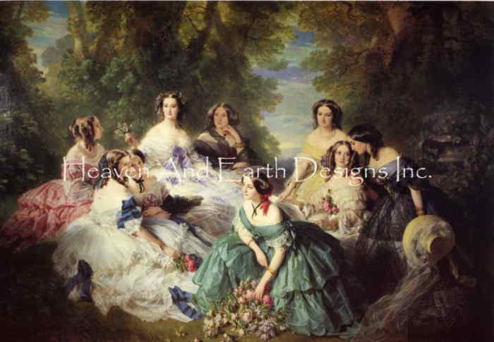 楽天クロスステッチ手芸雑貨シーボンヌフランツ・ヴィンターハルター Franz Xavier Winterhalter 名画 クロスステッチ図案 【Empress Eugenie Surrounded By Ladies】 HAED 輸入