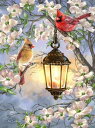 HAED クロスステッチ刺しゅうチャート Heaven And Earth Designs 図案 【Spring Lantern With Cardinals】 Dona Gelsinger