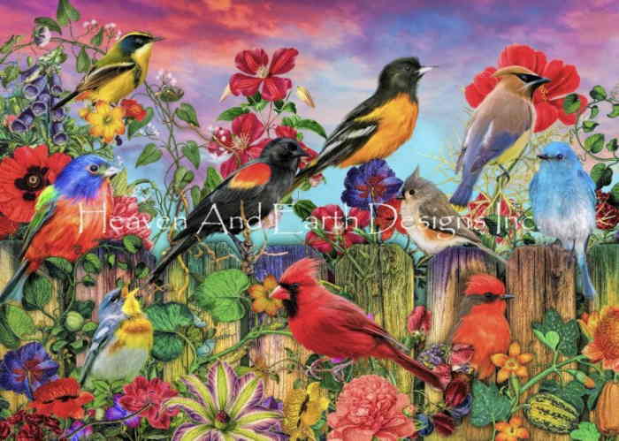 Aimee Stewart クロスステッチ刺しゅうチャート HAED 図案 【Bird Garden】 Heaven And Earth Designs ..