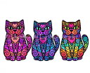 Beth Wilson クロスステッチ刺しゅうチャート HAED 図案 【Colourful Spiral Patterned Cats With Hearts...