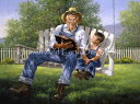 Jack Sorenson クロスステッチ刺しゅうチャート HAED 図案 【The Good Book】 Heaven And Earth Designs 絵本 読書 祖父 孫 ひ孫 子供 男の子 ブランコ ペアルック サロペット