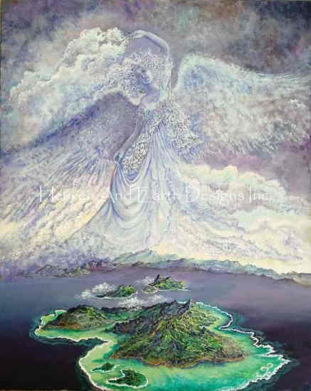 Josephine Wall クロスステッチ刺しゅうチャート HAED 図案 【Cloud Angel】 Heaven And Earth Designs 輸入 上級者 天使 エンジェル 雲 風景 島 孤島 離島 海 女神