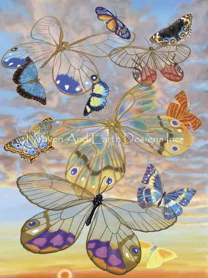 Ann Jasperson クロスステッチ図案 チャート HAED 手芸 上級者 【Butterflies Clouds 2】 Heaven And Earth Designs 輸入 上級者 蝶 バタフライ 蝶々 ちょうちょ
