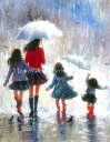 Vickie Wade クロスステッチ刺しゅうチャート HAED 図案 【Rainy Day Walk】 Heaven And Earth Designs 難しい 上級者 雨 傘 雨傘 少女 子供 女の子 親子 家族 ファミリー