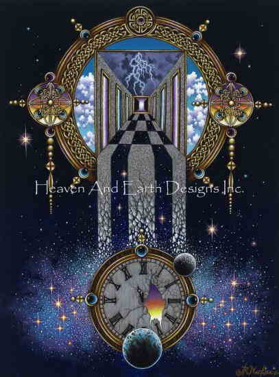 John Ross MacKimmie クロスステッチ刺しゅうチャート HAED 図案 【Out of Time】 Heaven And Earth Designs 風景 宇宙 コスモ 時間