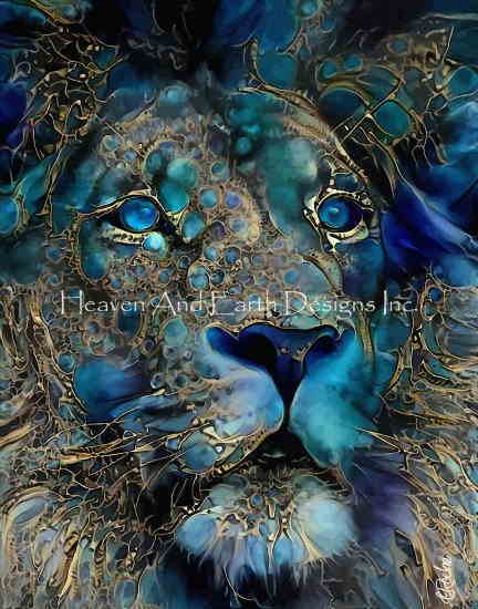 ROCHE, LEA クロスステッチ刺しゅうチャート HAED 図案 【Blue Rey】 Heaven And Earth Designs 難しい 上級者 ライオン 肉食動物 獅子