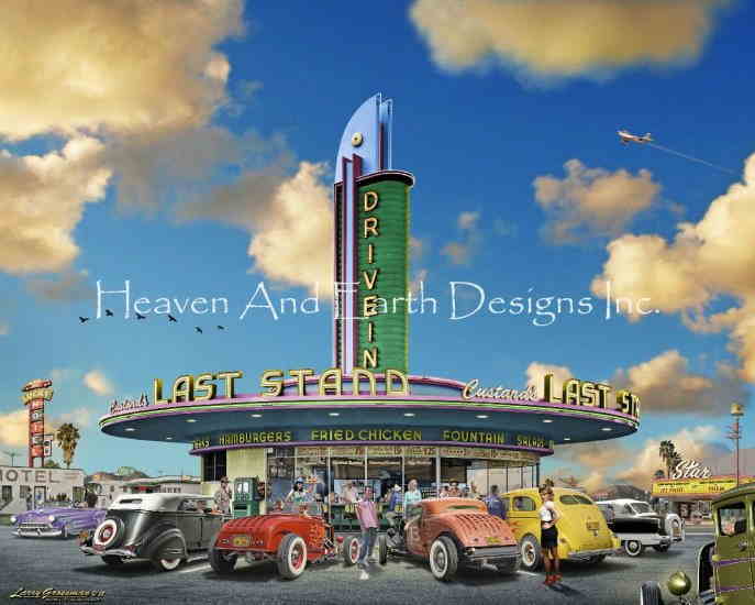 Larry Grossman クロスステッチ刺しゅうチャート HAED 図案 【Cruisin for Burgers】 Heaven And Earth Designs ドライブイン お食事 休憩 風景