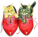 Heaven And Earth Designs (HAED) クロスステッチ刺繍 図案 輸入 Kittens in Rons Red Shoes 猫 シューズ...