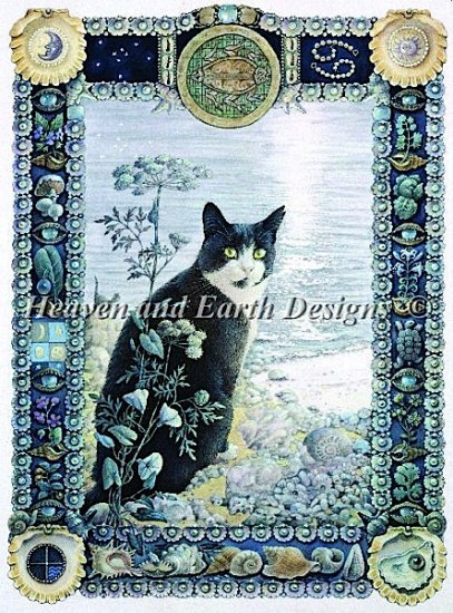 クロスステッチ図案 チャート HAED 手芸 上級者 【蟹座のネコ】 Mini Cancer Chesterton