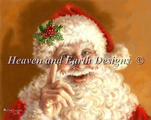 ししゅうクロスステッチ図案 HAED クリスマスのサンタクロース Heaven And Earth Designs 輸入 Dona Gelsinger 上級者 Mini Be Good For Goodness Sake 全面刺し