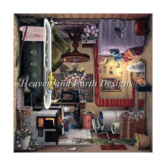 Jacek Yerka クロスステッチ刺しゅうチャート HAED 図案 【Boudoir Max Colors】 Heaven And Earth Designs 難しい