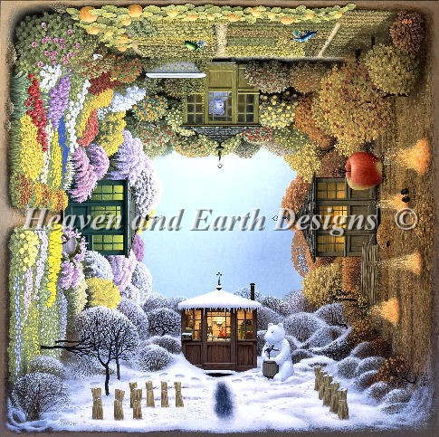 Jacek Yerka クロスステッチ刺繍 HAED 図案 Heaven And Earth Designs 輸入 四季 Four Seasons 全面刺し 上級者