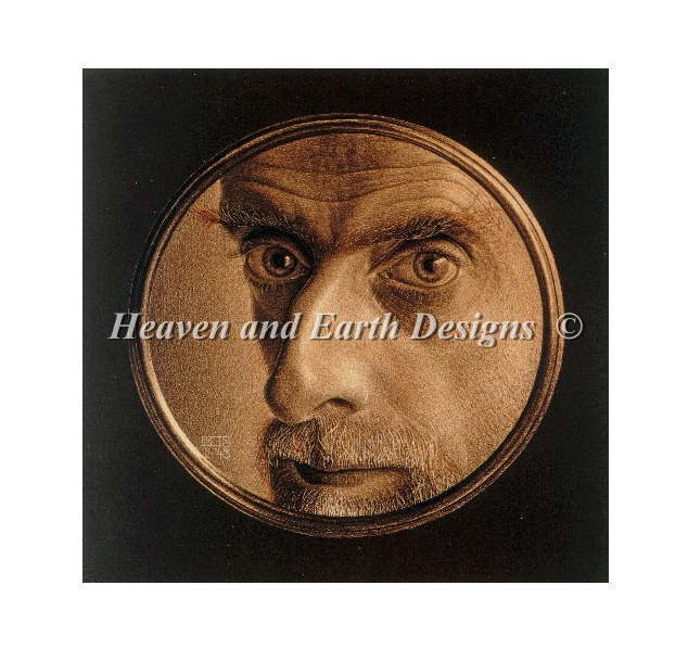 クロスステッチ刺繍 図案 Heaven And Earth Designs 輸入 HAED 上級者 自画像 Self Portrait マウリッツ・エッシャー 全面刺し