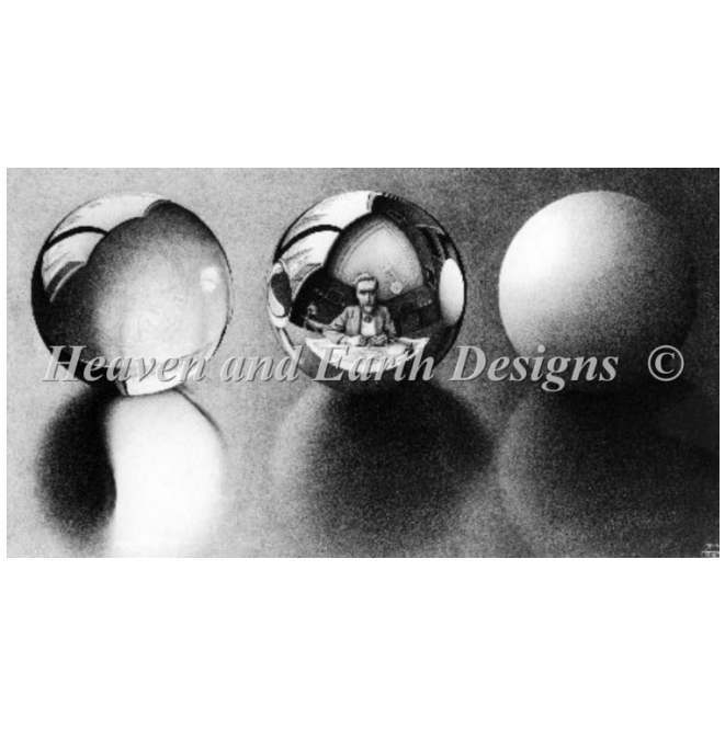 クロスステッチ刺繍 図案 Heaven And Earth Designs 輸入 HAED 上級者 3つの球体 Three Spheres II マウリッツ・エッシャー