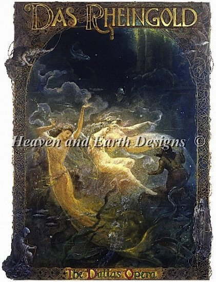 キヌコヤマベ・クラフト クロスステッチ刺繍 図案 HAED Heaven And Earth Designs 輸入 上級者 Das Rheingold Opera Poster 全面刺し