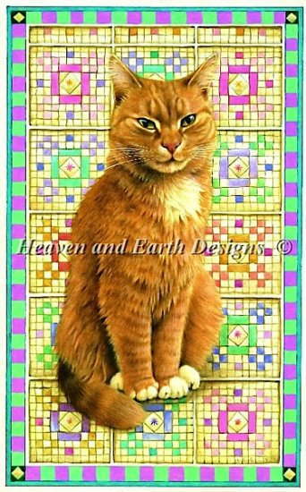 図案 クロスステッチ刺繍 Heaven And Earth Designs HAED 輸入 上級者 Lesley Ivory 猫 Bramble 全面刺し