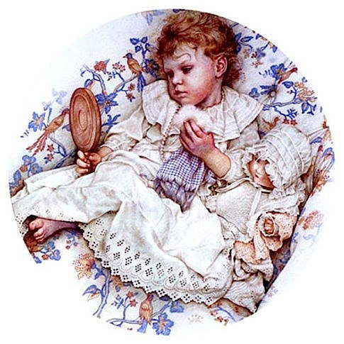 Heaven And Earth Designs HAED クロスステッチ刺繍図案 輸入 上級者 Yvonne Gilbert 鏡と赤ちゃん Bab..